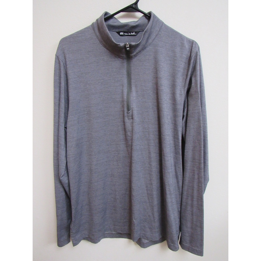 TravisMathew Mens Gray Quarter Zip Pullover Alligator Logo TM1MW452 Size L